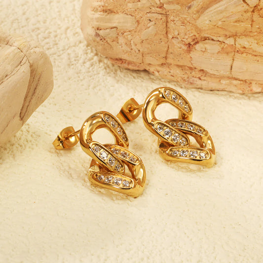 Crystal Link Stud Earrings