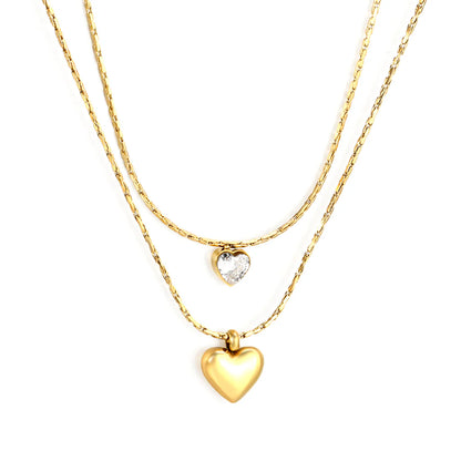 Double Heart Layered Necklace