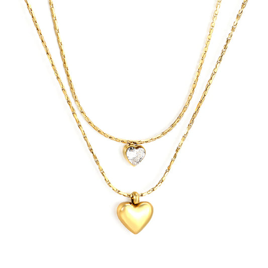 Double Heart Layered Necklace
