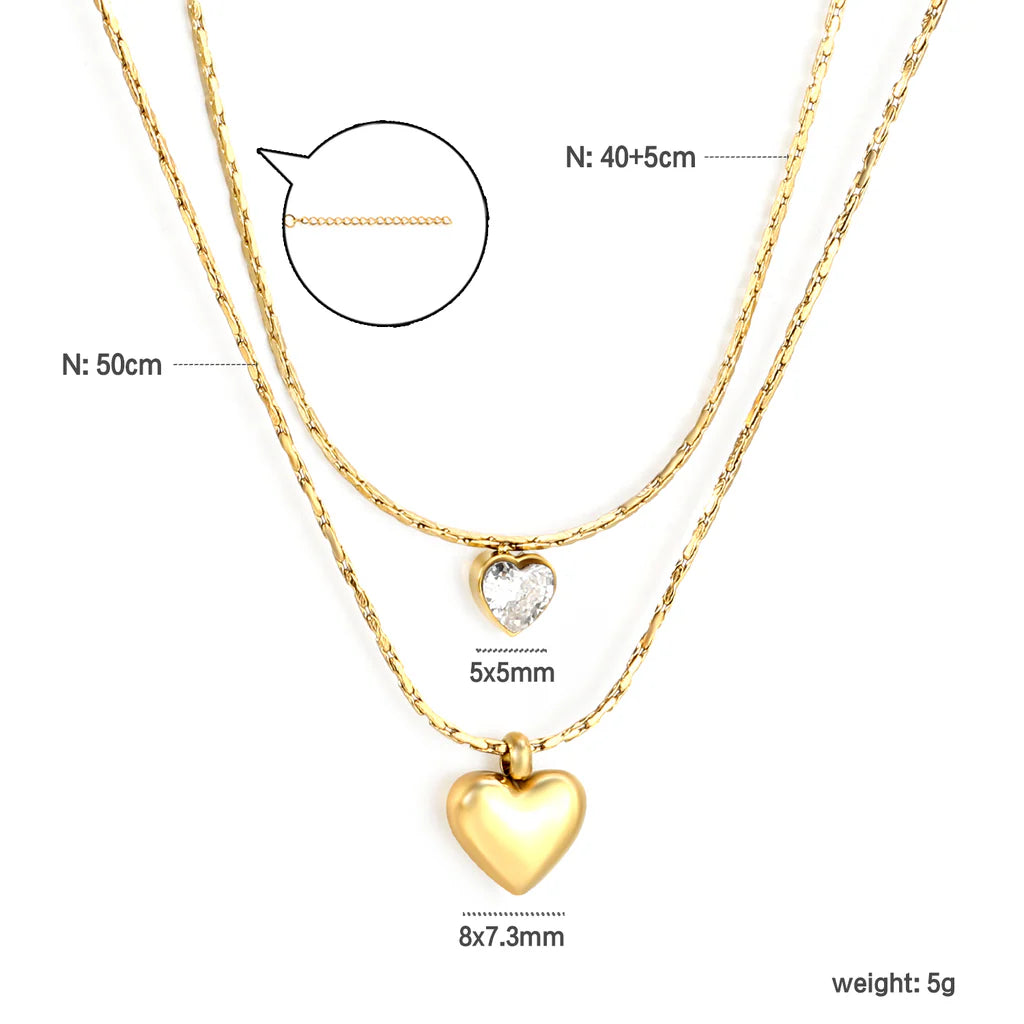 Double Heart Layered Necklace