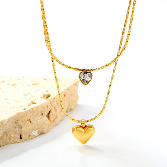 Double Heart Layered Necklace