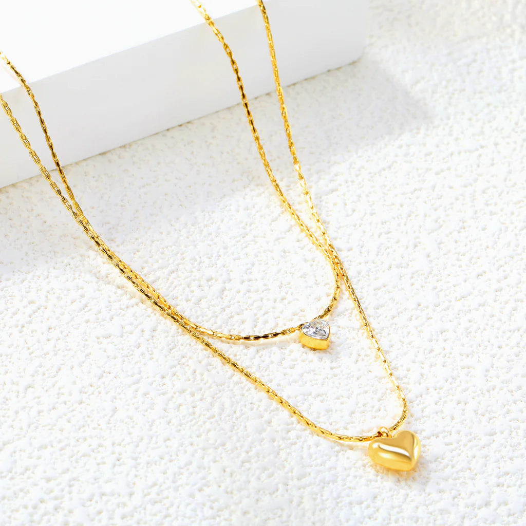 Double Heart Layered Necklace
