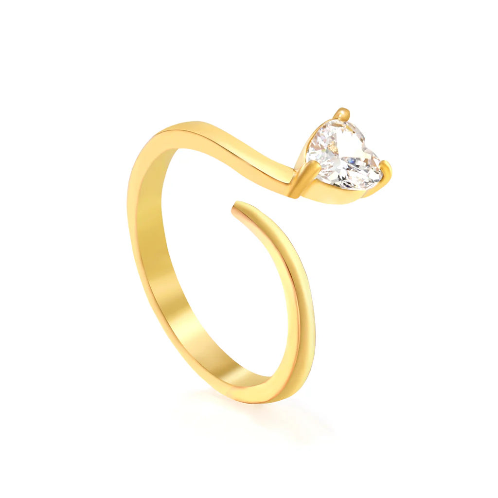 Open Heart Solitaire Ring