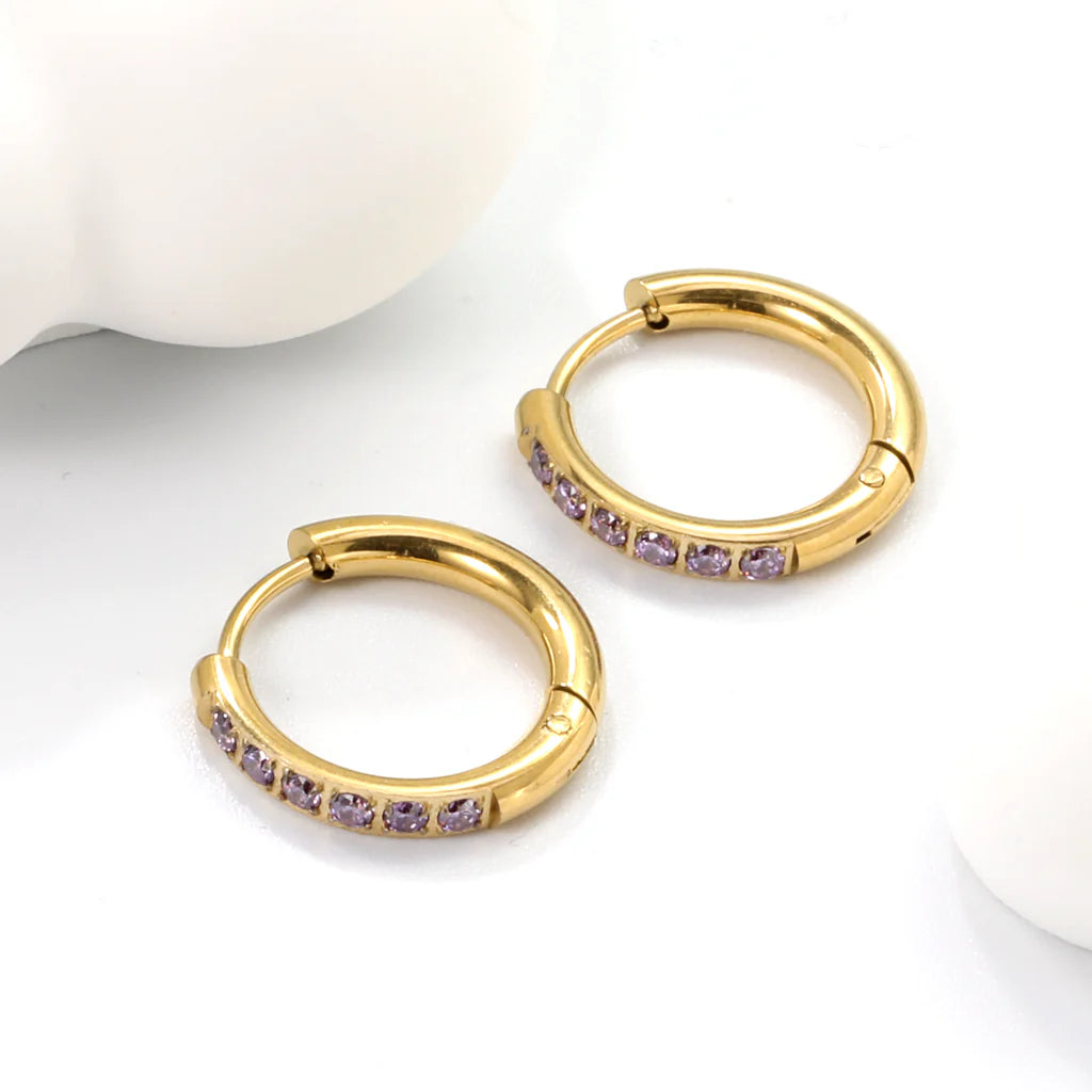 Amethyst Crystal Hoop Earrings