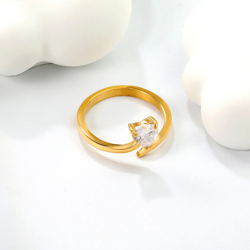 Open Heart Solitaire Ring