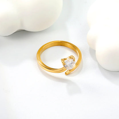 Open Heart Solitaire Ring