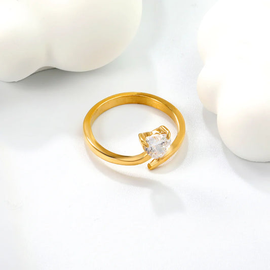 Open Heart Solitaire Ring