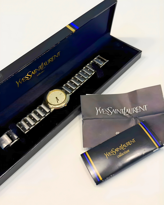 Yves Saint Laurent Women’s Watch – Quartz – Two Tone Dial – Full Set Box & Papers – Excellent Condition