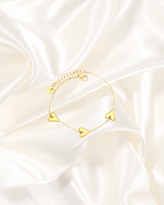 Triple Heart Charm Bracelet