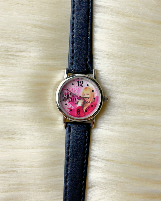 Vintage Hannah Montana Ladies’ Silver-Tone Quartz Watch – Pink Character Dial