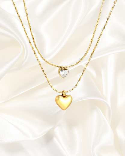 Double Heart Layered Necklace
