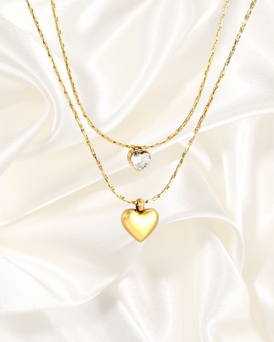 Double Heart Layered Necklace