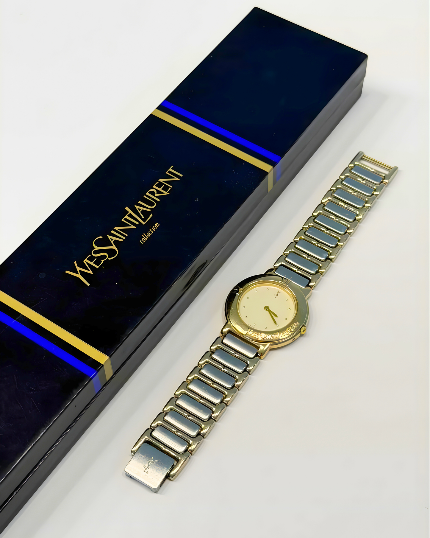 Yves Saint Laurent Women’s Watch – Quartz – Two Tone Dial – Full Set Box & Papers – Excellent Condition