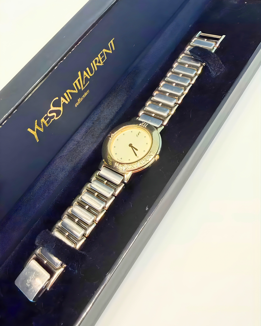Yves Saint Laurent Women’s Watch – Quartz – Two Tone Dial – Full Set Box & Papers – Excellent Condition