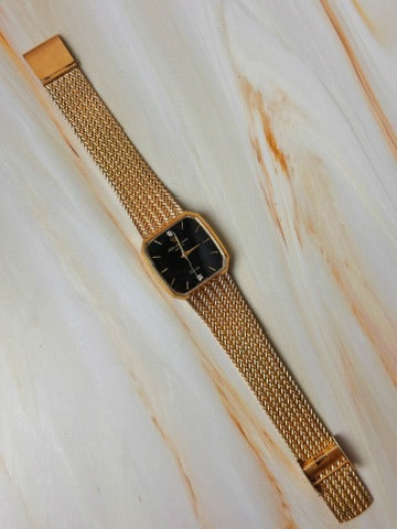 Jules Jürgensen Women’s Watch – Gold Tone Bracelet – Black Dial – Vintage Elegant