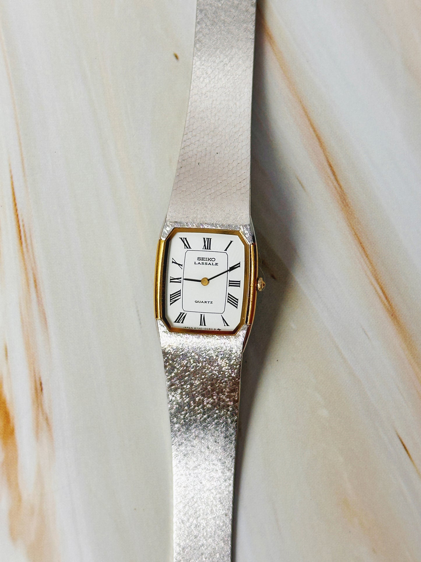 Seiko Lassale Tank Style Watch – Silver Tone Bracelet – Roman Numerals – Quartz