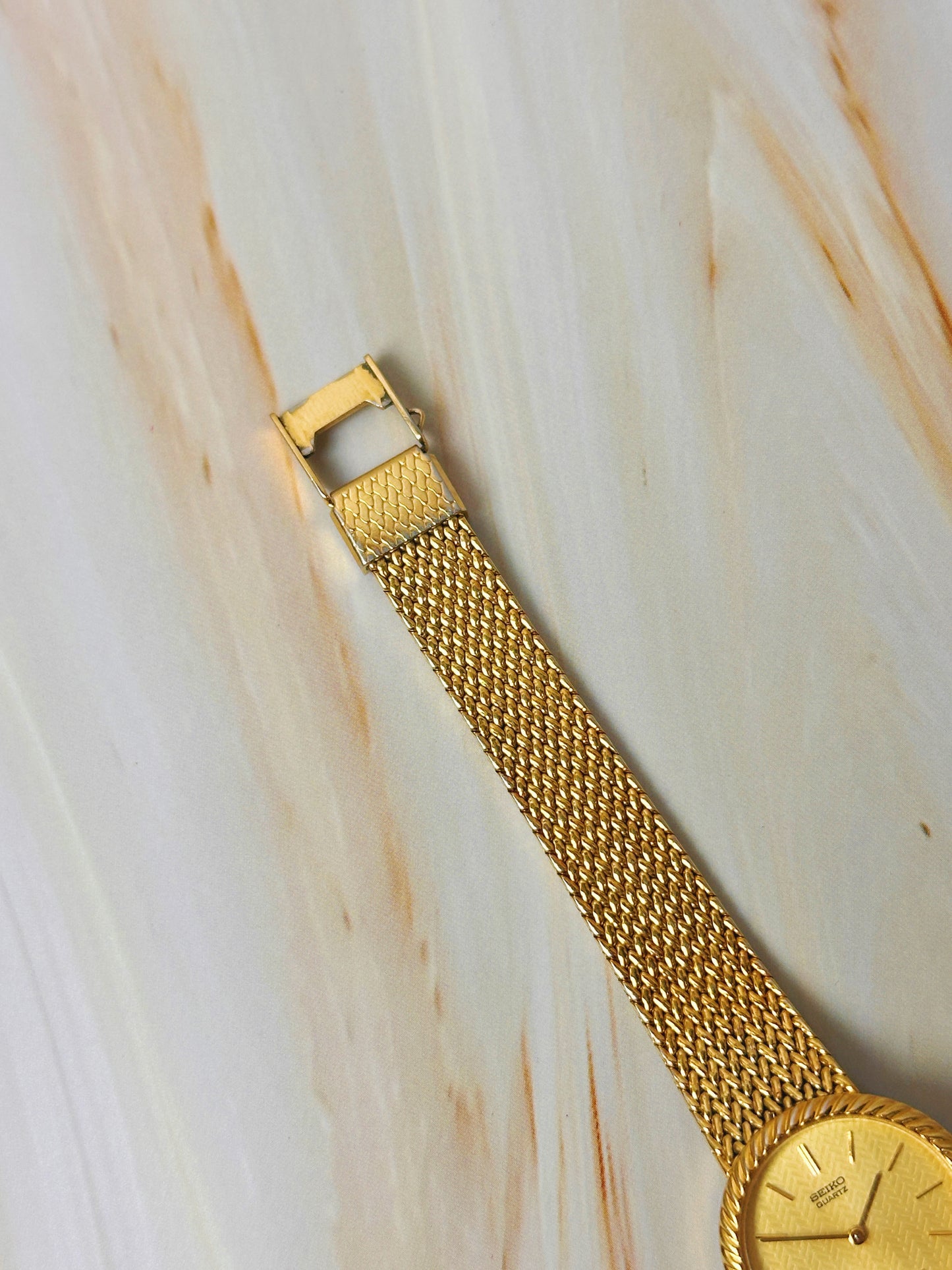 Seiko Quartz Gold Tone Mesh Watch – Vintage Dress Watch – Japan Movement