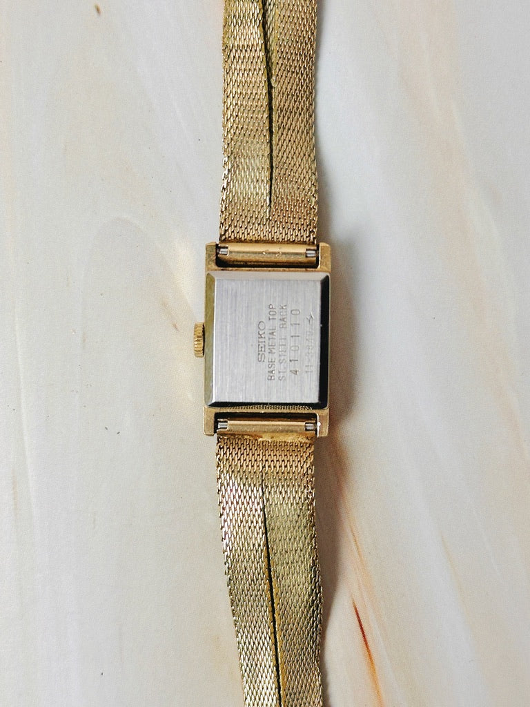 Seiko Ladies Vintage Watch – Manual Winding - Gold Tone Rectangular – Classic Dress Style