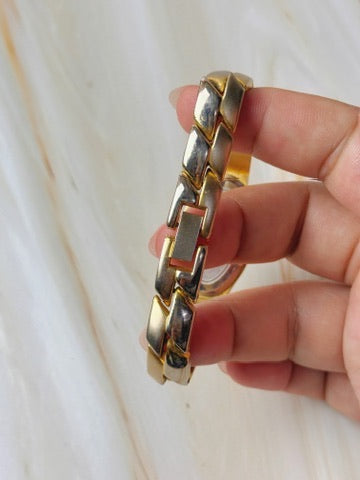 Larex Women’s Bangle Watch – Quartz – Two Tone Gold & Silver