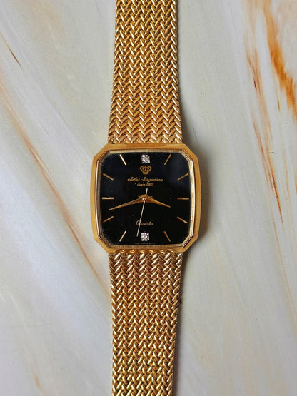 Jules Jürgensen Women’s Watch – Gold Tone Bracelet – Black Dial – Vintage Elegant