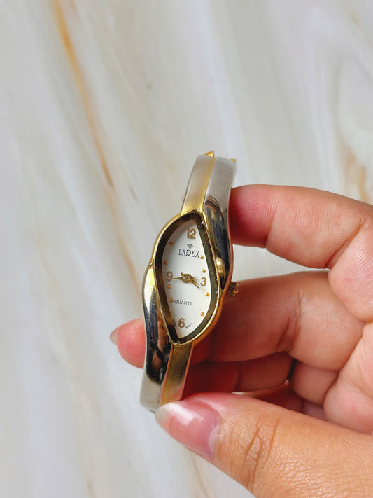 Larex Women’s Bangle Watch – Quartz – Two Tone Gold & Silver