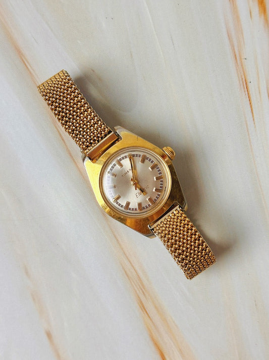 Vintage Timex Electric Women’s Watch – Gold Tone – Mesh Bracelet – Classic Retro