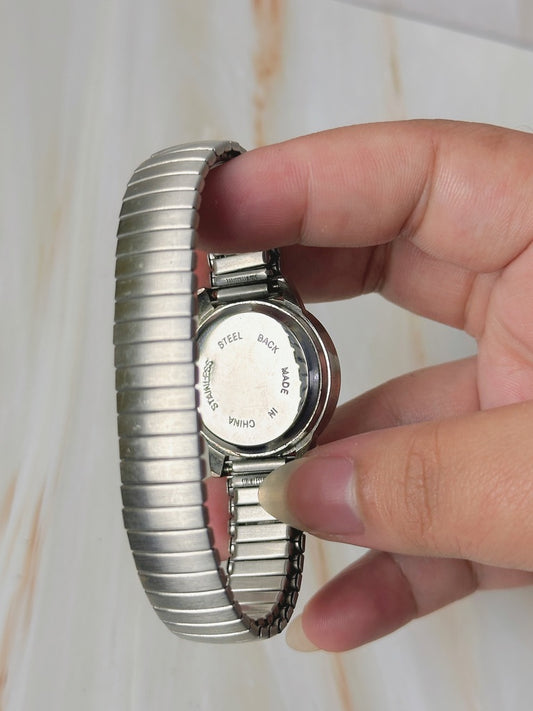 Nouvelle Ladies Watch – Silver Tone – White Dial – Stretch Bracelet