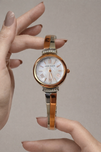 Anne Klein Ladies Watch Set – Rose Gold Tone – Crystal Accents – 3-Piece Set – With Original Box