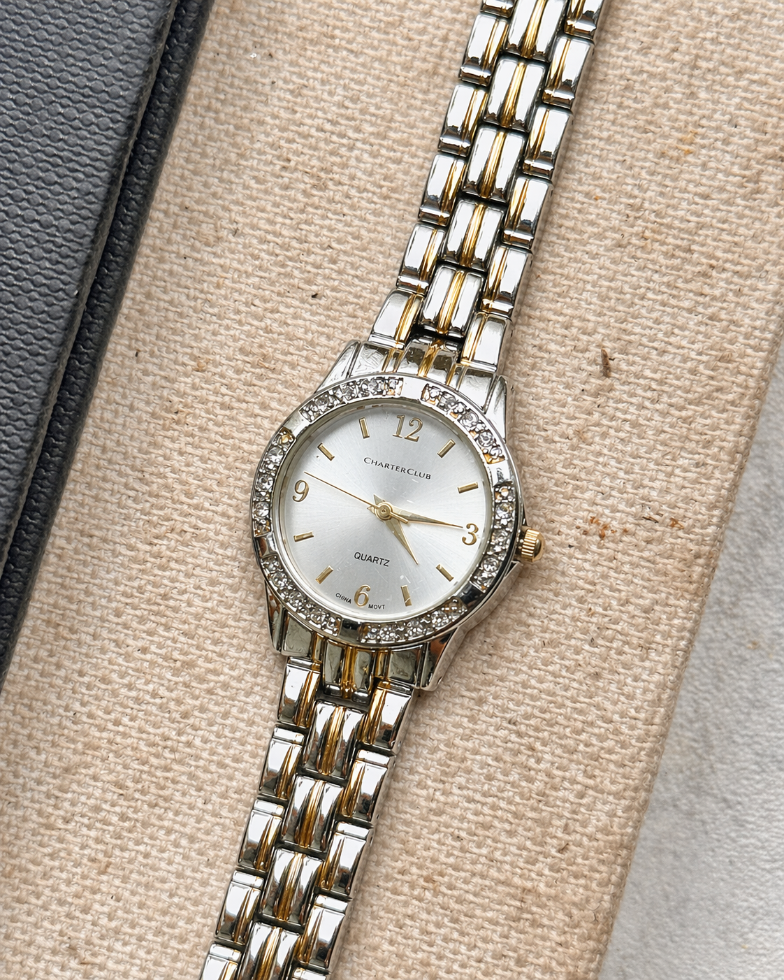 Charter Club Women’s Two-Tone Watch – Crystal Bezel – Silver Dial – Quartz