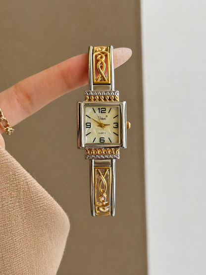 Vivani Ladies Watch – Two Tone Bangle Bracelet – Quartz – Elegant Square Design