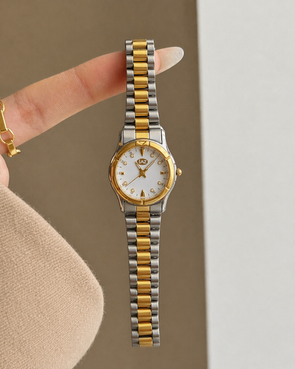 IAZ Women’s Two-Tone Watch – Gold Bezel – White Dial – Quartz