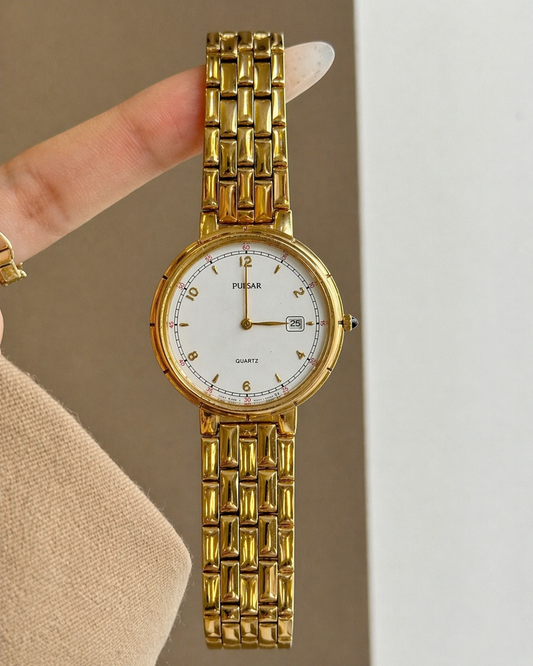 Pulsar Women's/Men's Gold-Tone Watch – Date Display – Quartz – Classic Dress Style