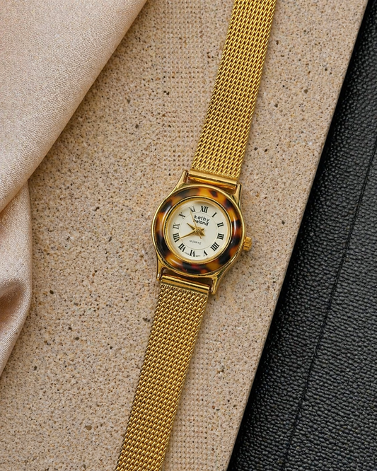 Kathy Ireland Gold-Tone Ladies Watch – Tortoise Style Bezel – Quartz