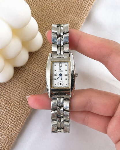 GC Guess Collection Rectangular Watch – Silver Tone – Small Seconds – New Battery