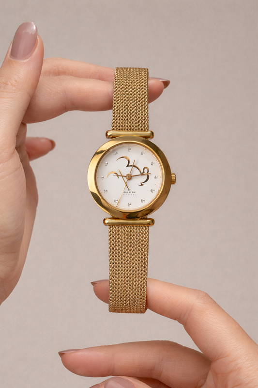 Skagen Ladies Watch – Gold Tone Mesh Bracelet – Crystal Markers