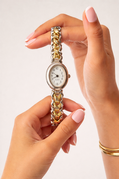 Vintage Women’s Bracelet Watch – Quartz – Two Tone Gold & Silver