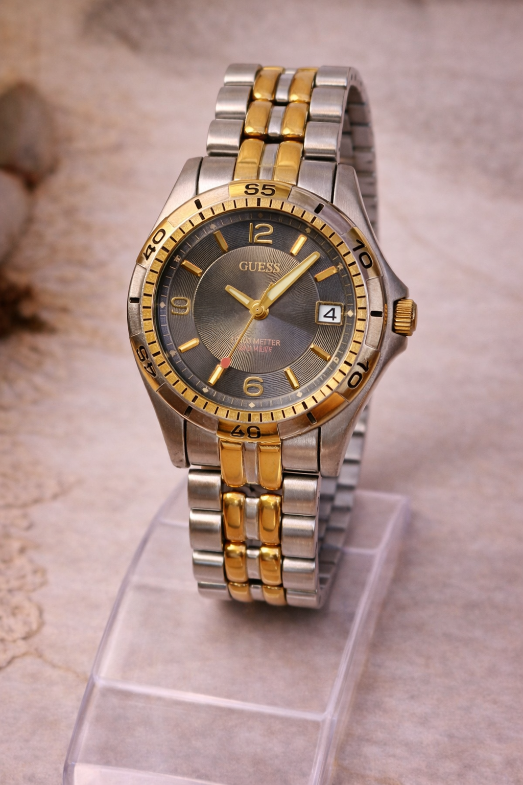 GUESS Two-Tone Sport Watch – Date – 50M Water Resistant – Japan Movement – New Battery