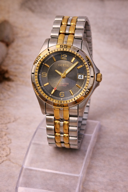 GUESS Two-Tone Sport Watch – Date – 50M Water Resistant – Japan Movement – New Battery