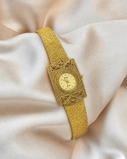 Vintage Jacomo Ladies Watch – Gold Tone Filigree Bracelet – Ornate Design – Quartz