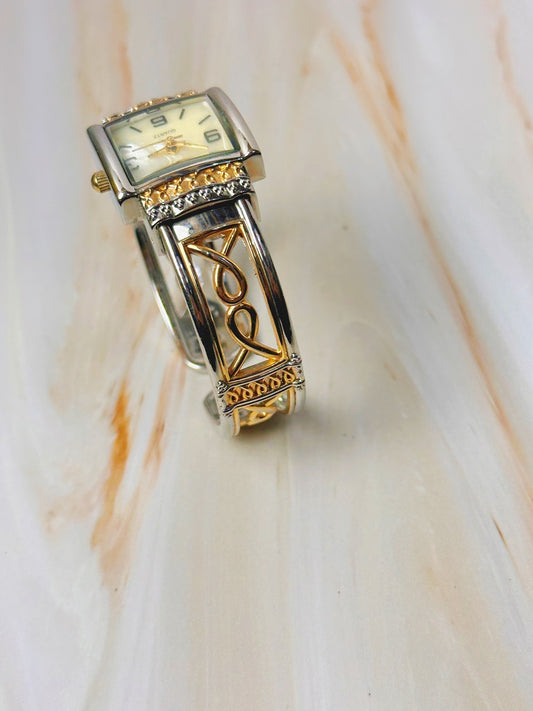 Vivani Ladies Watch – Two Tone Bangle Bracelet – Quartz – Elegant Square Design