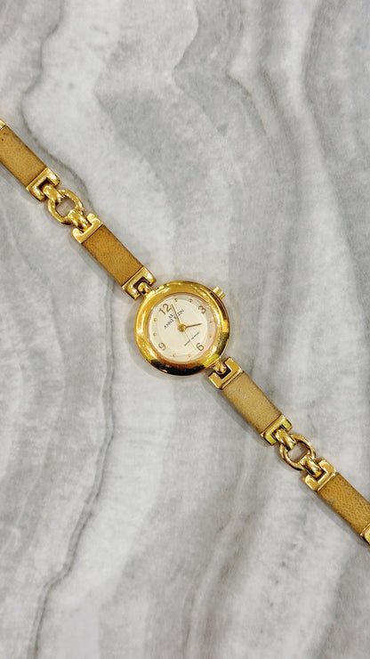 Anne Klein AK Quartz Watch – Cream Dial with Gold-Tone Bracelet (Water Resistant 100M)