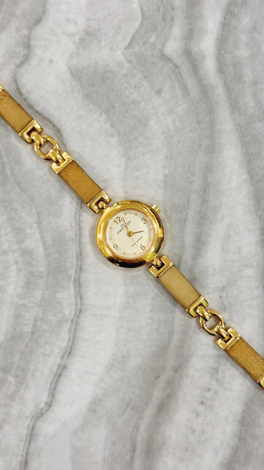 Anne Klein AK Quartz Watch – Cream Dial with Gold-Tone Bracelet (Water Resistant 100M)
