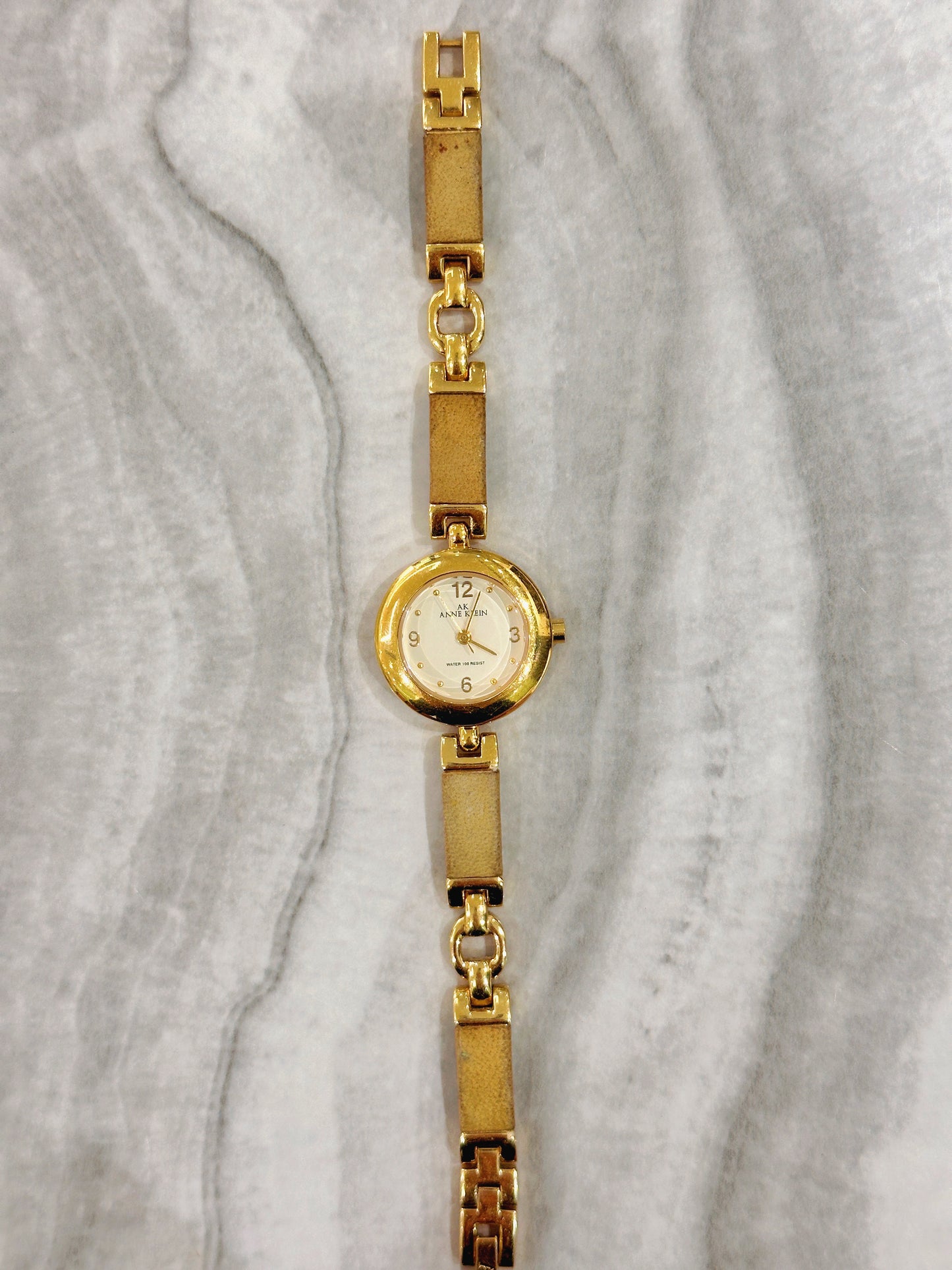 Anne Klein AK Quartz Watch – Cream Dial with Gold-Tone Bracelet (Water Resistant 100M)