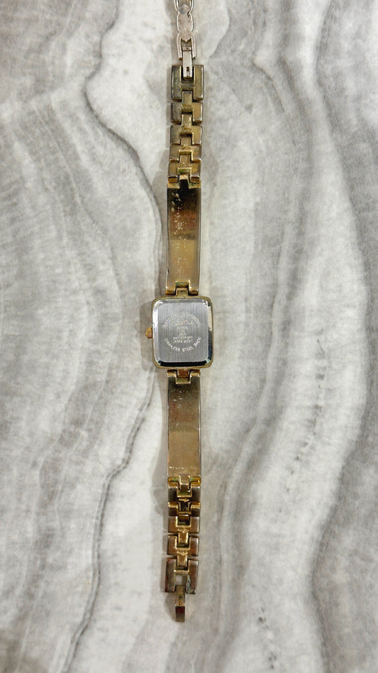 Peck & Peck Quartz Watch – Square Gold-Tone Case with Two-Tone Bracelet (Japan Movt, WR 30M)