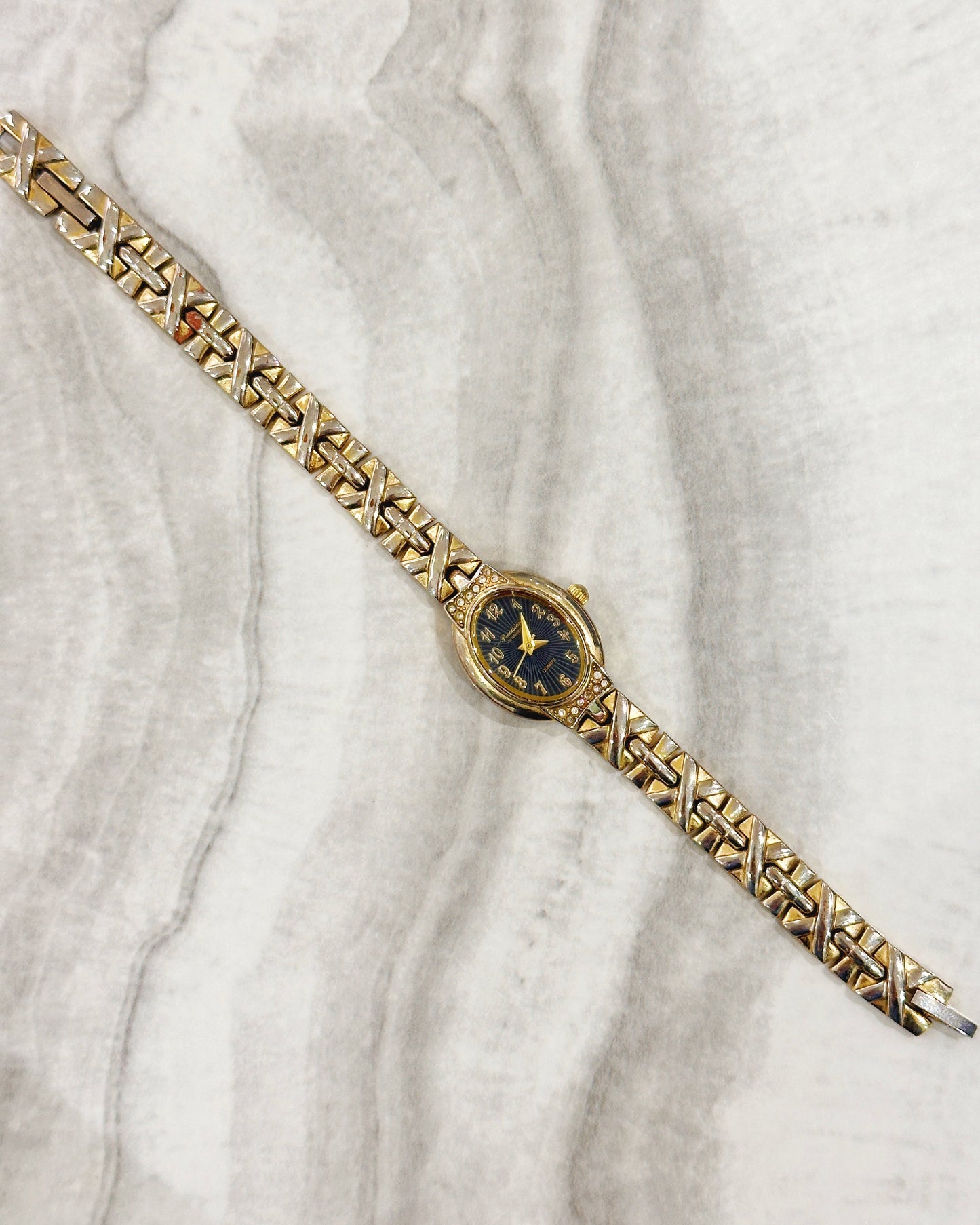 Precision by Gruen Quartz Watch – Blue Dial with Two-Tone Bracelet (WR 30M)