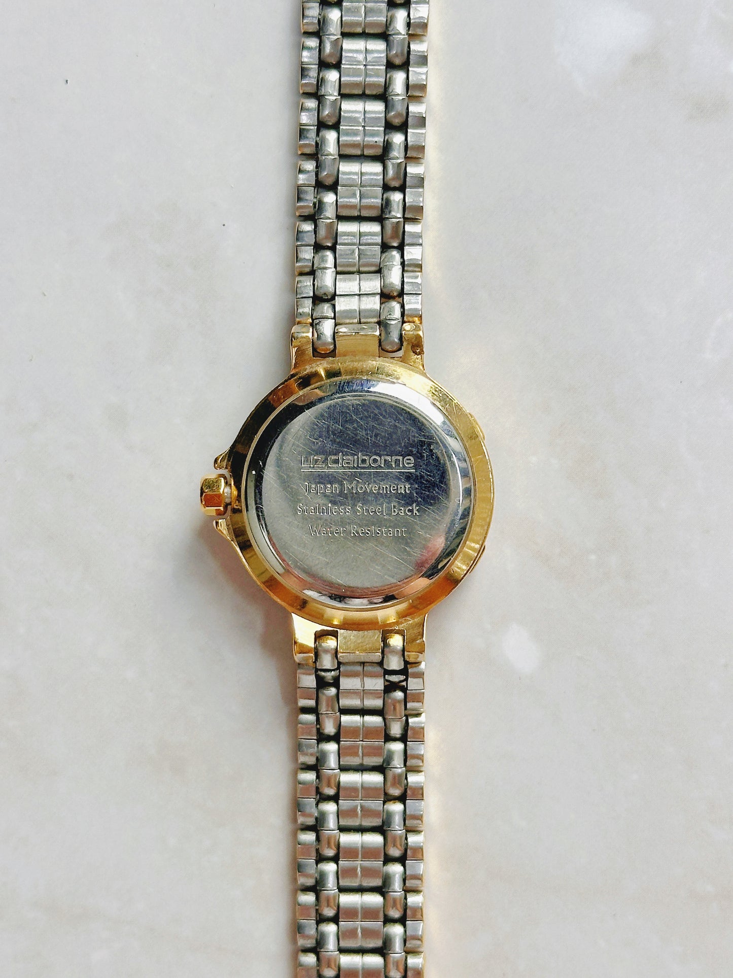 Liz Claiborne Quartz Watch – Two-Tone Bezel with Silver Dial (Water Resistant 100 Feet)