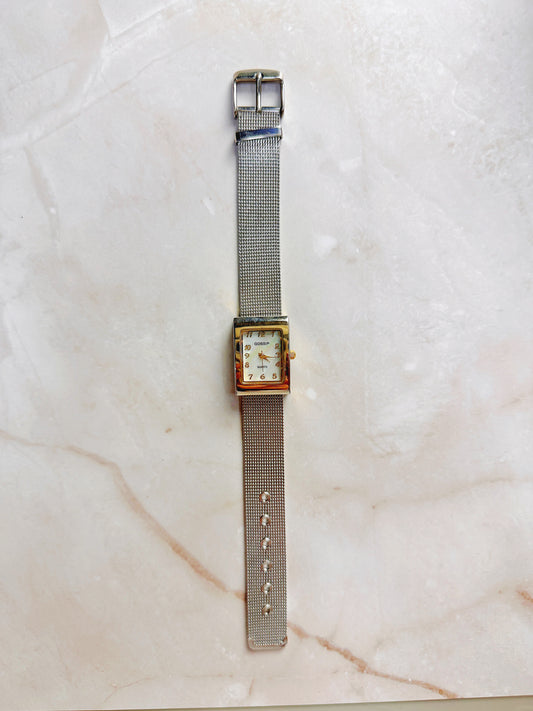 Gossip Quartz Watch – Mother of Pearl Dial with Two-Tone Mesh Bracelet (WR 30M)
