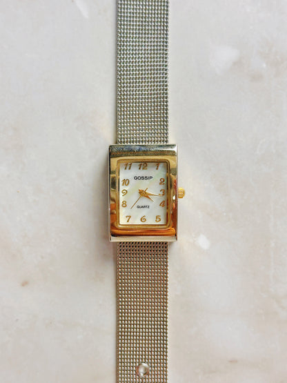 Gossip Quartz Watch – Mother of Pearl Dial with Two-Tone Mesh Bracelet (WR 30M)