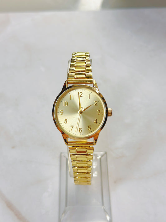 Classic Quartz Watch – Gold Sunburst Dial with Gold-Tone Bracelet (WR 30M)