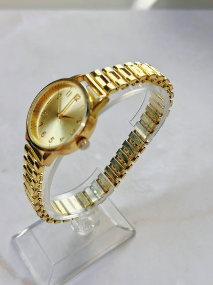 Classic Quartz Watch – Gold Sunburst Dial with Gold-Tone Bracelet (WR 30M)